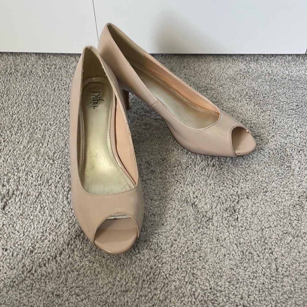 Tan Diba Style Peep Toe Heels